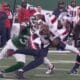 New England Patriots quarterbacks gets sacked on Thursday Night Football against the New York Jets